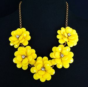 J. Crew Statement Necklace 3D Yellow Flowers